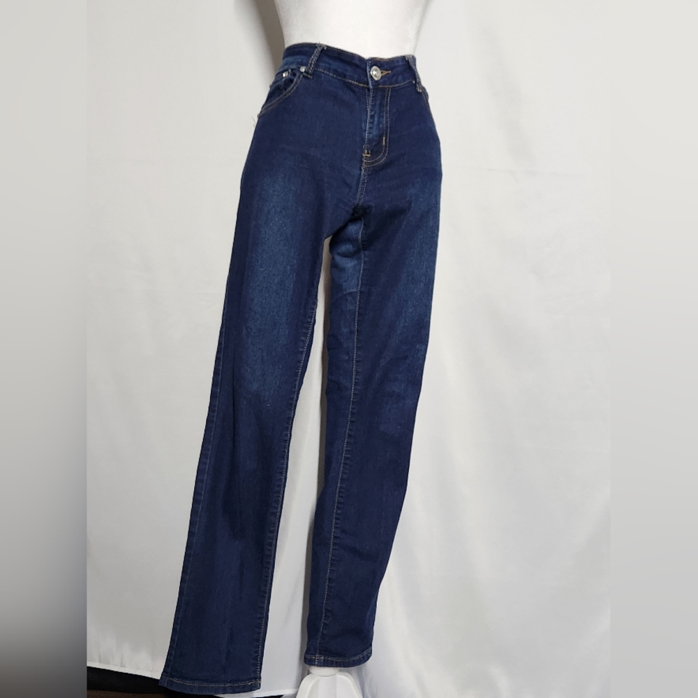Gogo jeans brand size 13 jeans with rhinestones on the front pockets/button